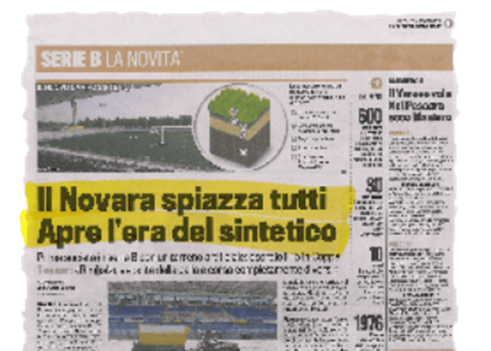 “Il Novara spiazza tutti. Apre l’era del sintetico.” – La gazzetta dello sport – 04/08/2010