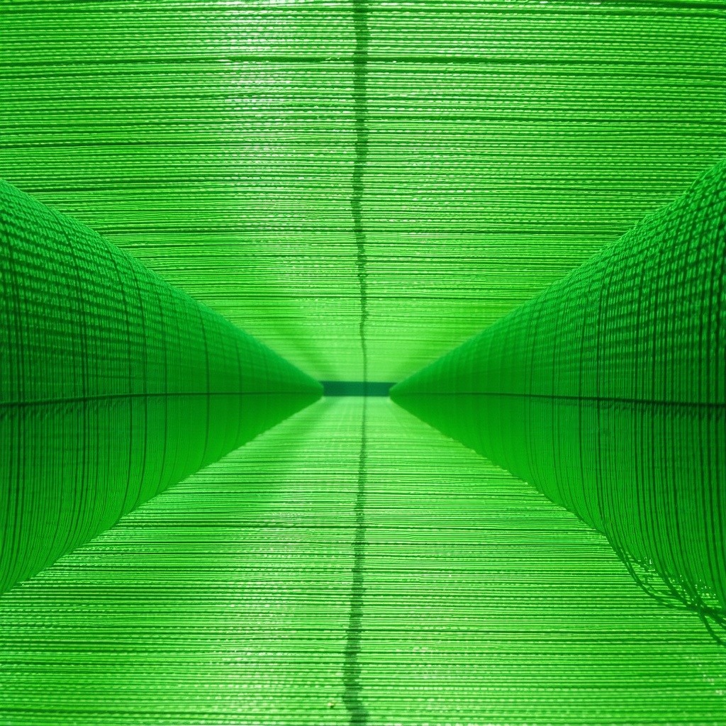 machinery extrude synthetic green yarn